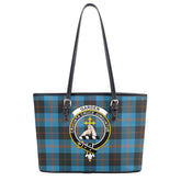 Garden Tartan Crest Leather Tote Bag